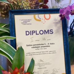 Diploms par 1.pakāpes sasniegumu.